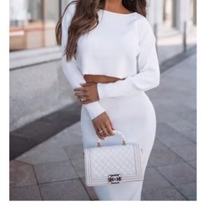 Fashion Nova sweater skirt set ivory 2X